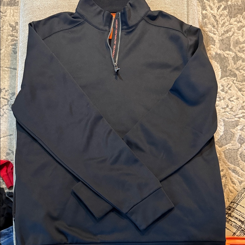 Mizuno Black and Orange Warmalite Pullover Mizuno Pro Warm Lite
